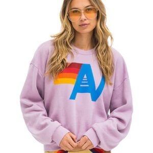 Aviator Nation Logo Relaxed Crew Neck Sweatshirt